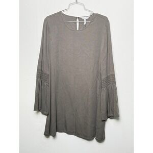 BCBGeneration Olive Green Bell Sleeve Tunic Dress  Smocked Womens M‎